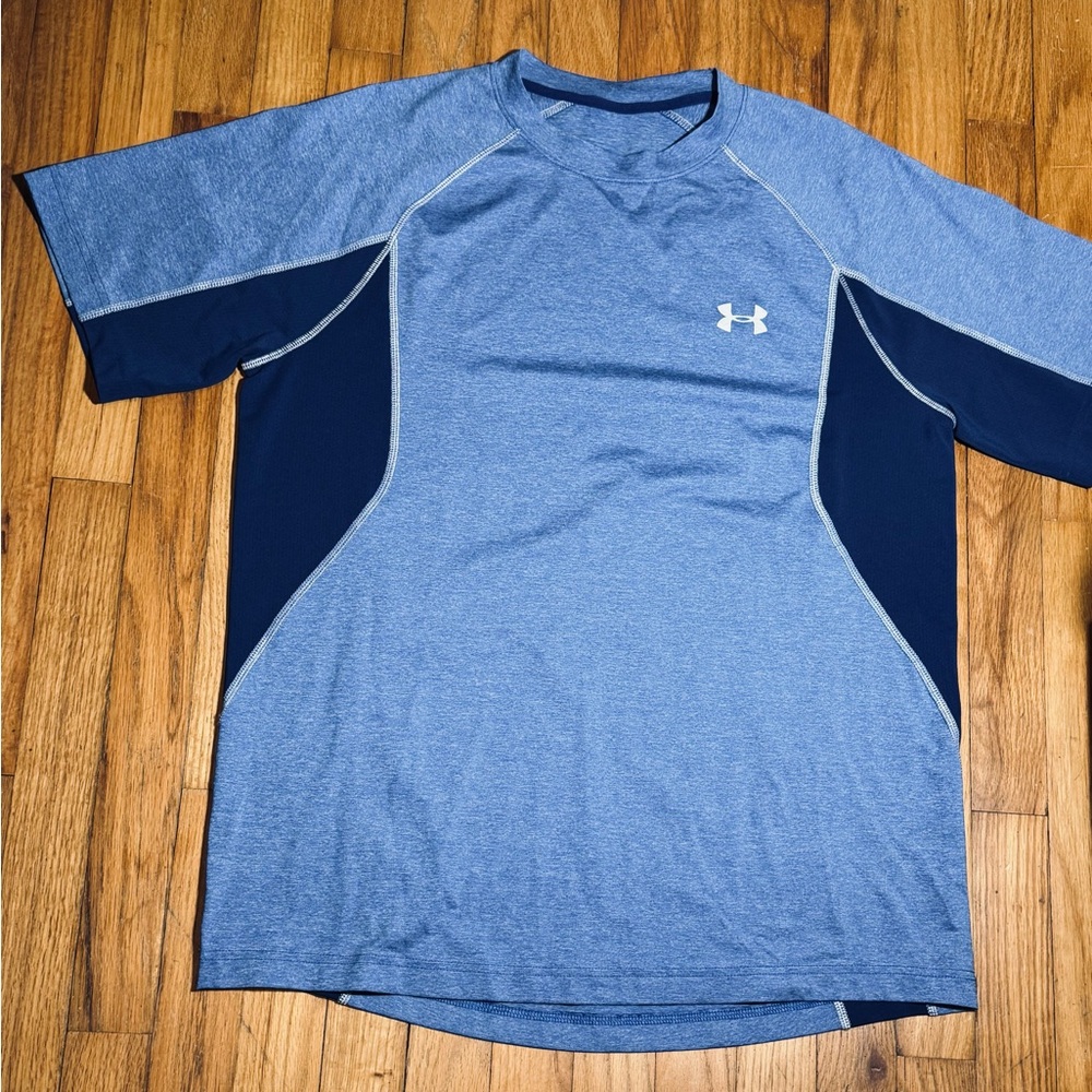 Under Armour Men’s Cool Stitch Blue Vented Missing Label  Chest SZ 21.5